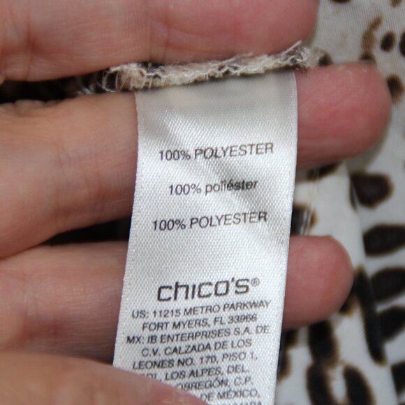 Chico's Women's Long Sleeve Button Up Tunic Top Animal Print Size 2 (L) - Picture 10 of 10
